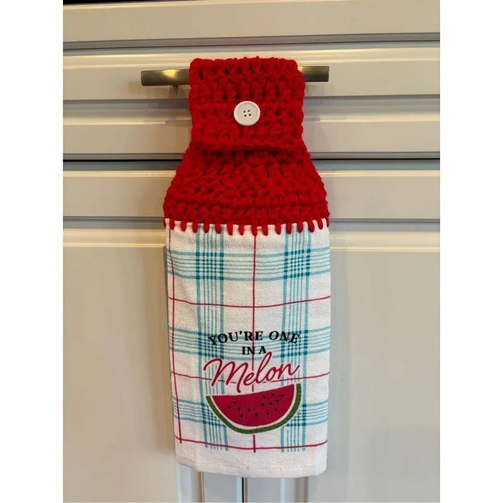 Crochet Top Kitchen Towel-You’re one in a melon